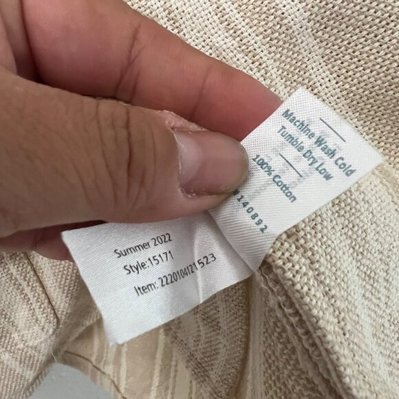 Marine Layer Natural Vertical Stripe Short Sleeve Woven Camp Shirt Mens M NEW - Picture 5 of 6